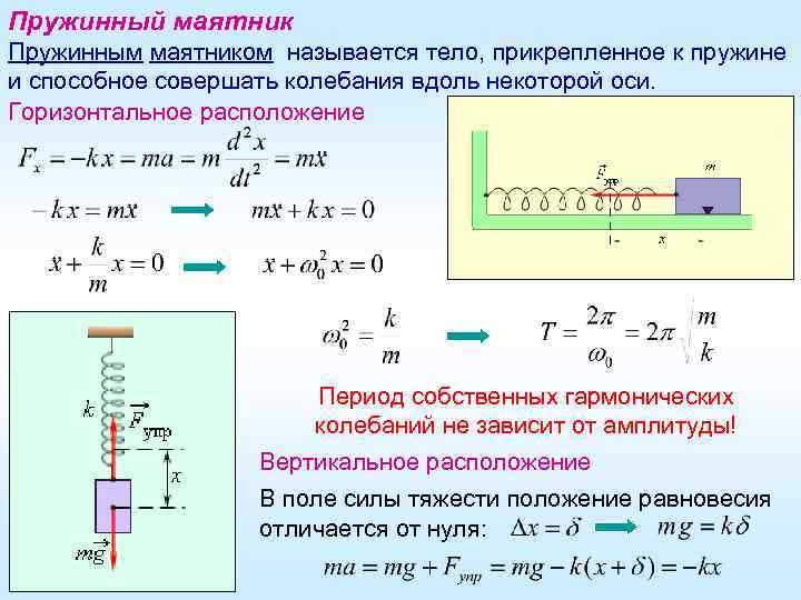 Пружинный маятник совершает гармонические колебания с периодом 1с каким будет период ее колебаний