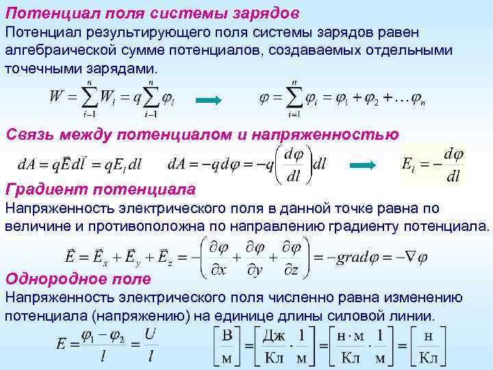 Определить направление результирующей напряженности. Потенциал системы точечных зарядов. Результирующий потенциал электрического поля формула. Потенциал поля системы зарядов. Сумма потенциалов электрического поля.