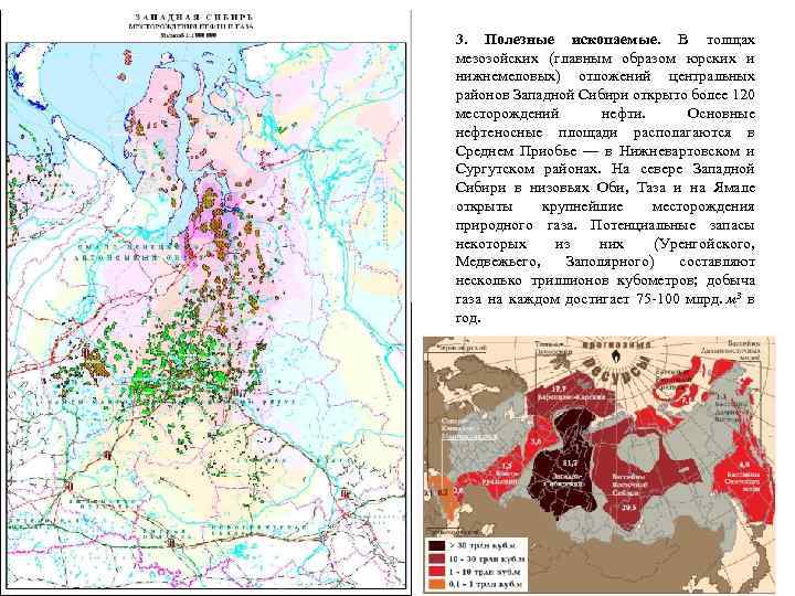3. Полезные ископаемые. В толщах мезозойских (главным образом юрских и нижнемеловых) отложений центральных районов