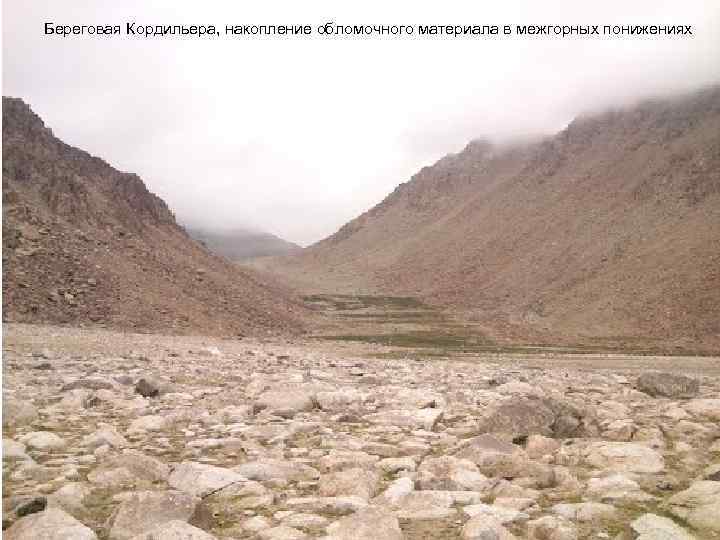 Береговая Кордильера, накопление обломочного материала в межгорных понижениях 