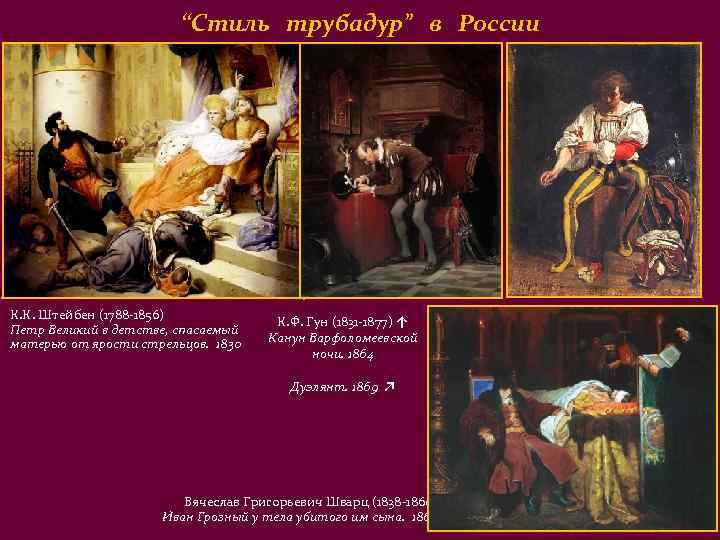 “Стиль трубадур” в России К. К. Штейбен (1788 -1856) Петр Великий в детстве, спасаемый