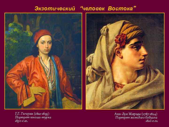 Экзотический “человек Востока” Г. Г. Гагарин (1810 -1893) Портрет юноши-турка 1830 -е гг. Анн-Луи