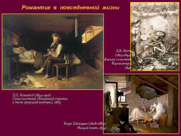 Романтик в повседневной жизни Е. Б. Китц (1815 -1892) Вагнер сочиняет Карикатура, 1840 П.