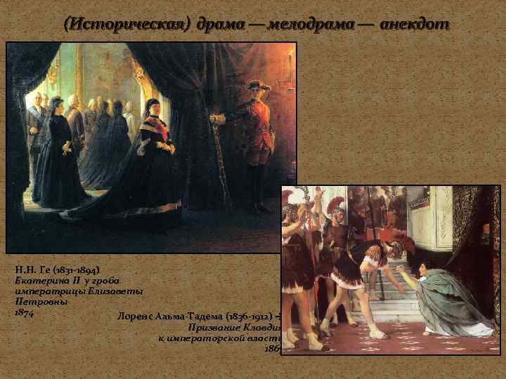 (Историческая) драма — мелодрама — анекдот Н. Н. Ге (1831 -1894) Екатерина II у