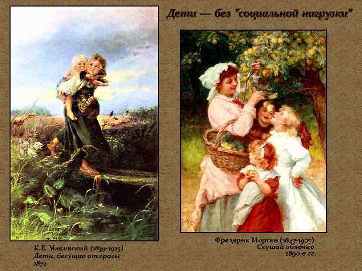 Дети — без “социальной нагрузки” К. Е. Маковский (1839 -1915) Дети, бегущие от грозы