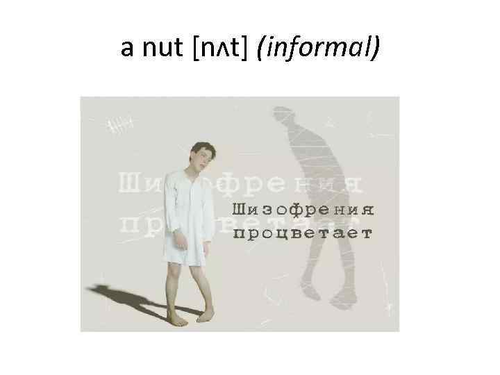 a nut [nʌt] (informal) 