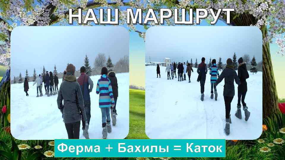 НАШ МАРШРУТ Ферма + Бахилы = Каток 