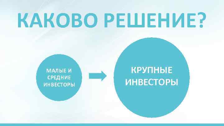 КАКОВО РЕШЕНИЕ? МАЛЫЕ И СРЕДНИЕ ИНВЕСТОРЫ КРУПНЫЕ ИНВЕСТОРЫ 