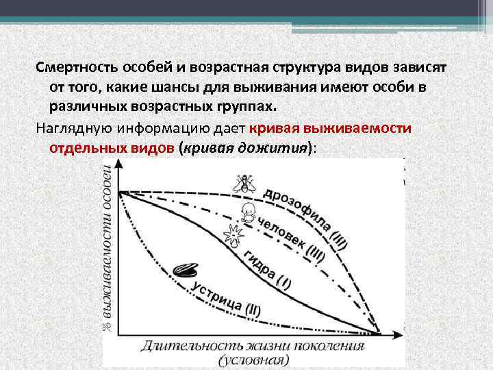 Смертность особей и возрастная структура видов зависят от того, какие шансы для выживания имеют