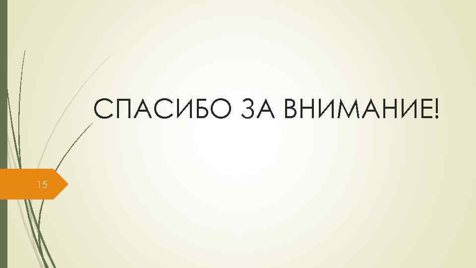СПАСИБО ЗА ВНИМАНИЕ! 15 