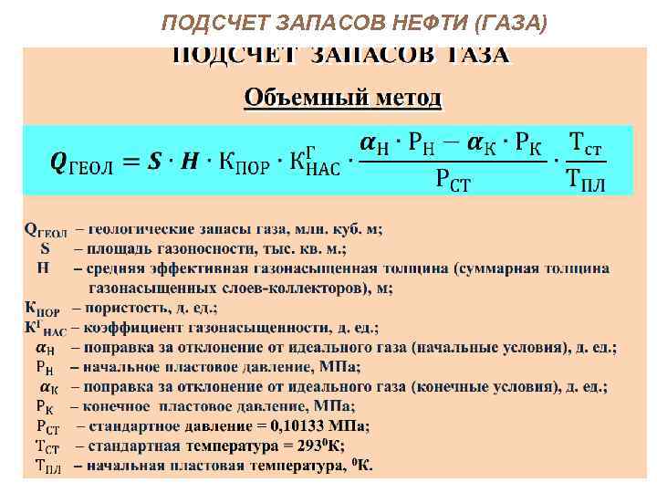 ПОДСЧЕТ ЗАПАСОВ НЕФТИ (ГАЗА) 