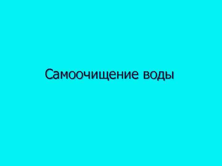 Самоочищение воды 