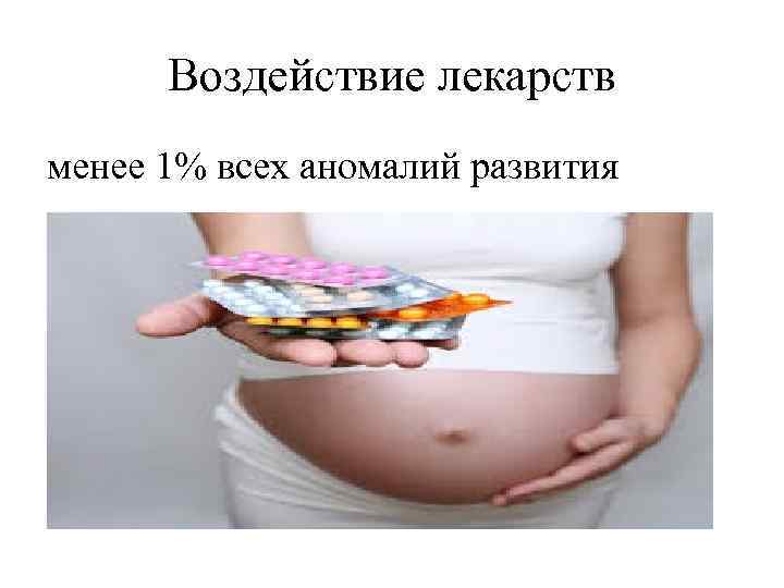 Воздействие лекарств менее 1% всех аномалий развития 
