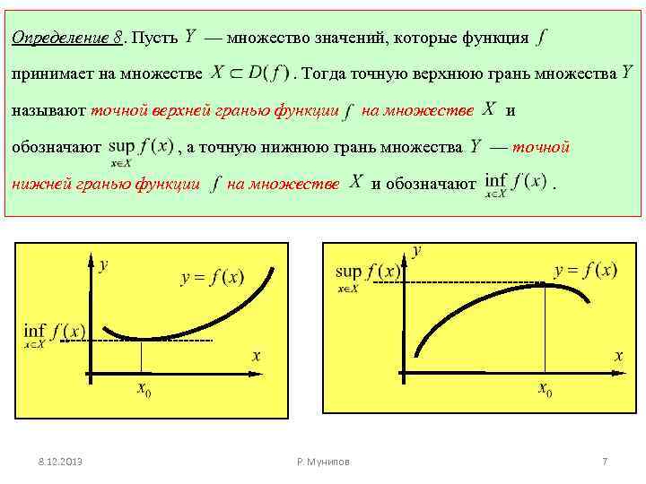 Определить точную. Верхняя грань функции. Определение точной верхней грани функции. Точная верхняя и нижняя грань функции. Верхняя нижняя грань функции на множестве.