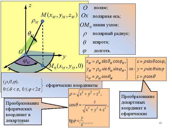 Объем в сферических координатах