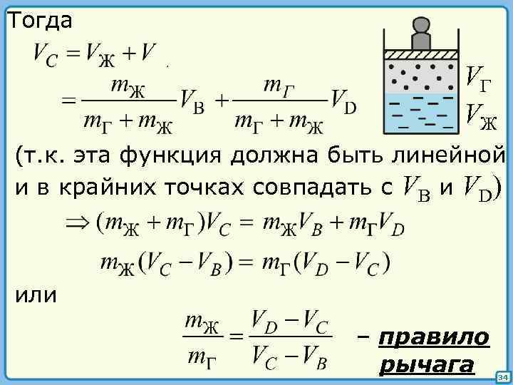 Тогда VГ VЖ (т. к. эта функция должна быть линейной и в крайних точках