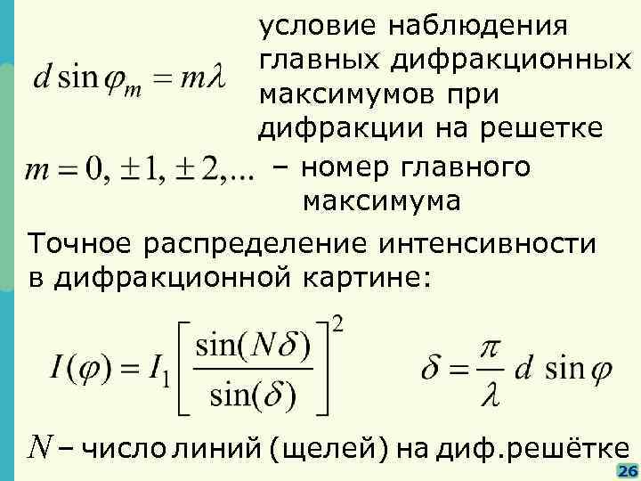 Условия наблюдения дифракционной картины