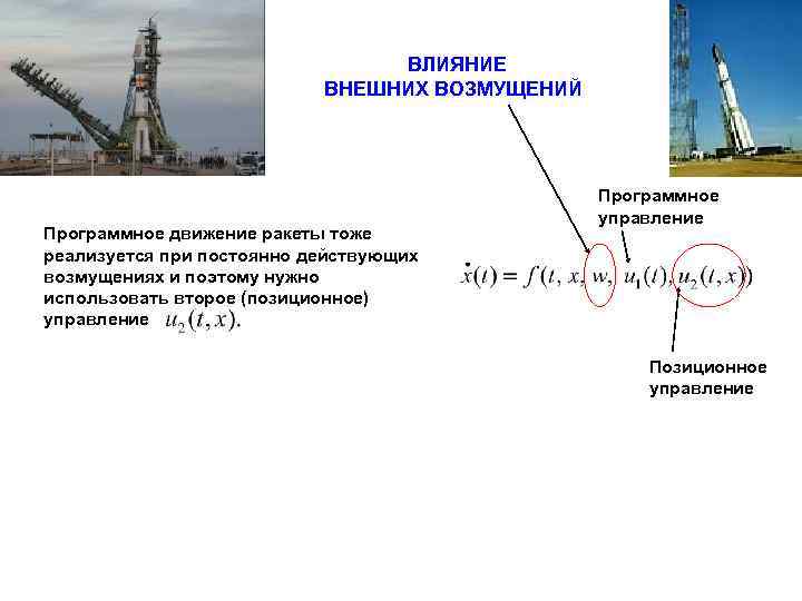  ВЛИЯНИЕ ВНЕШНИХ ВОЗМУЩЕНИЙ Программное движение ракеты тоже реализуется при постоянно действующих возмущениях и
