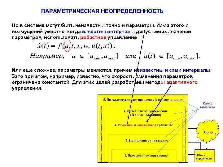 ПАРАМЕТРИЧЕСКАЯ НЕОПРЕДЕЛЕННОСТЬ Но в системе могут быть неизвестны точно и параметры. Из-за этого и