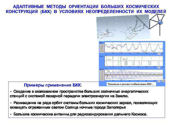 АДАПТИВНЫЕ МЕТОДЫ ОРИЕНТАЦИИ БОЛЬШИХ КОСМИЧЕСКИХ КОНСТРУКЦИЙ (БКК) В УСЛОВИЯХ НЕОПРЕДЕЛЕННОСТИ ИХ МОДЕЛЕЙ Примеры применения