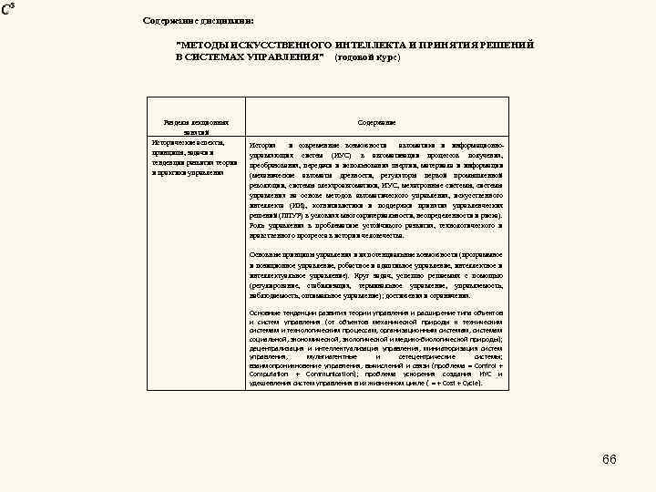 Содержание дисциплин: 