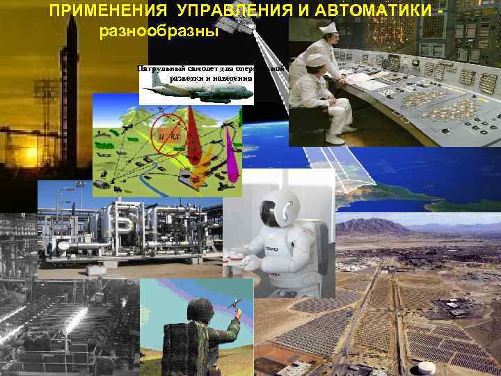 ПРИМЕНЕНИЯ УПРАВЛЕНИЯ И АВТОМАТИКИ - разнообразны Патрульный самолет для оперативной разведки и наведения 