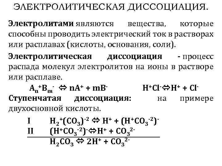 Электрическая диссоциация химические реакции в растворах контрольная