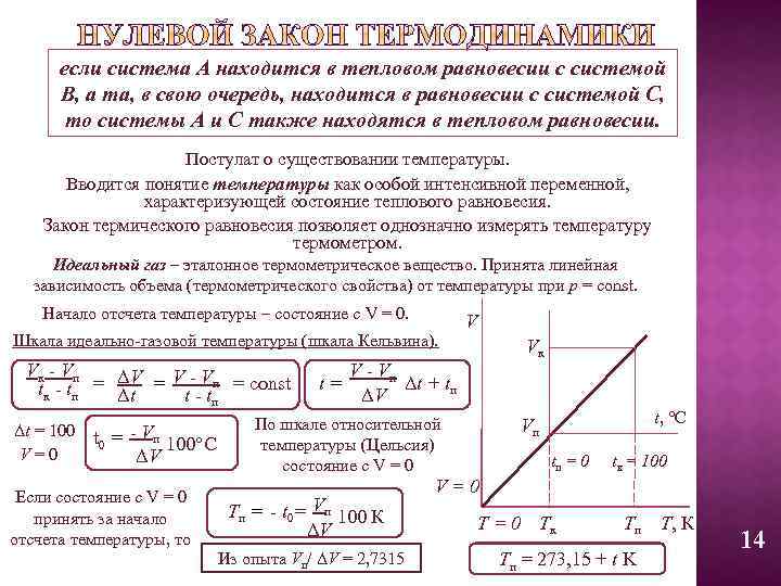 если система А находится в тепловом равновесии с системой В, а та, в свою