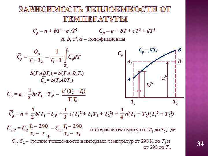 Cp = a + b. T + c'/T 2 Cp = a + b.