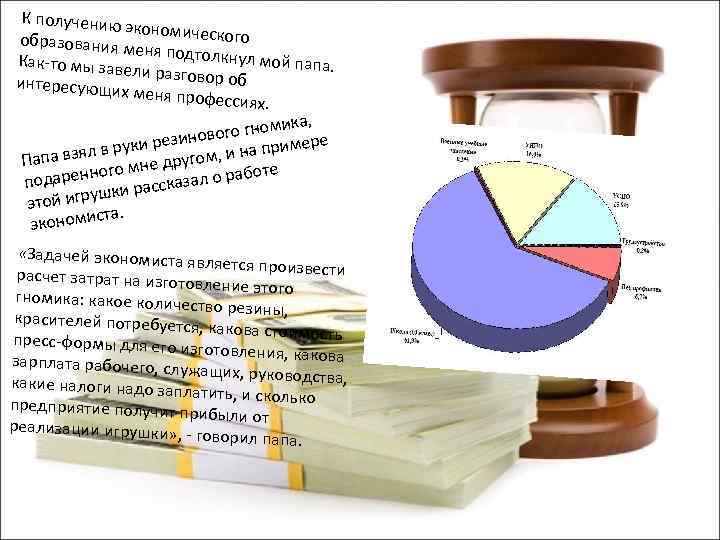 К получению э кономическог о образования м еня подтолкн ул мой папа. Как-то мы