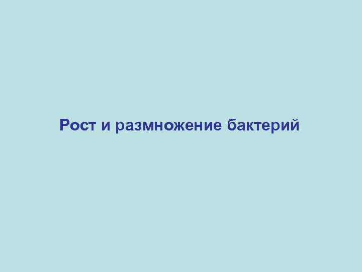 Рост и размножение бактерий 