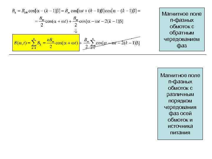 Магнитное поле n-фазных обмоток с обратным чередованием фаз Магнитное поле n-фазных обмоток с различным