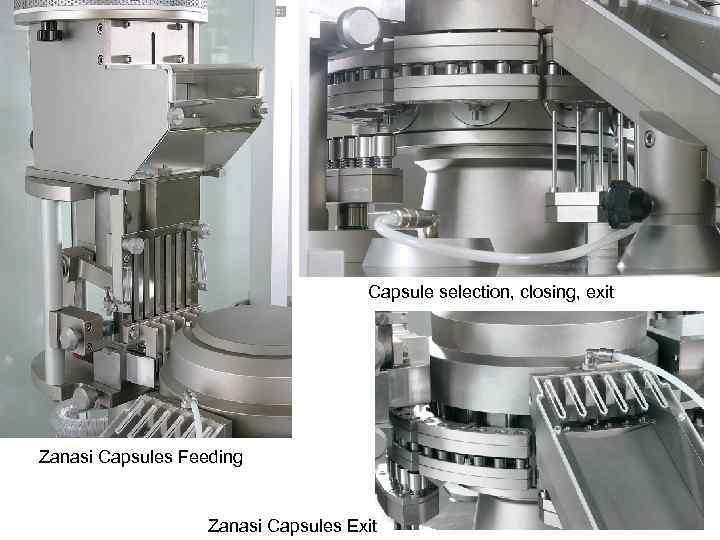 Capsule selection, closing, exit Zanasi Capsules Feeding Zanasi Capsules Exit 