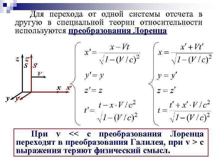 Постулаты специальной теории относительности преобразования лоренца