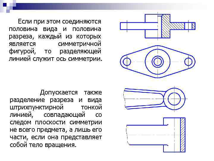 Какой линией на чертеже разделяют часть вида и часть разреза