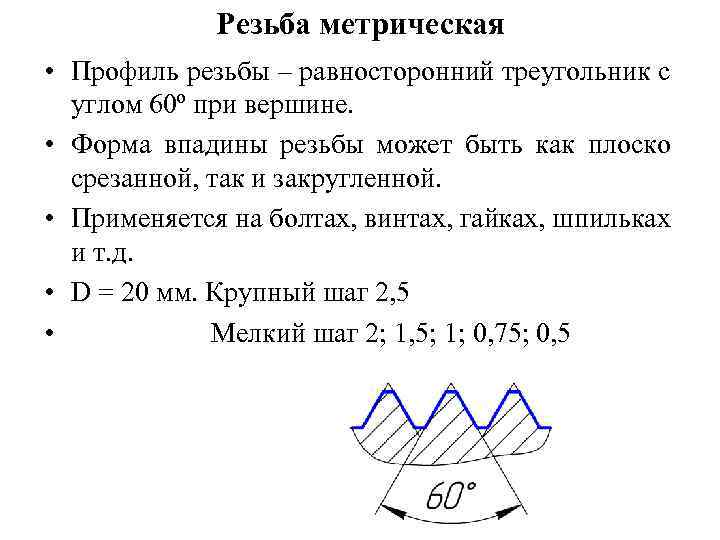 Метрическая резьба на чертеже