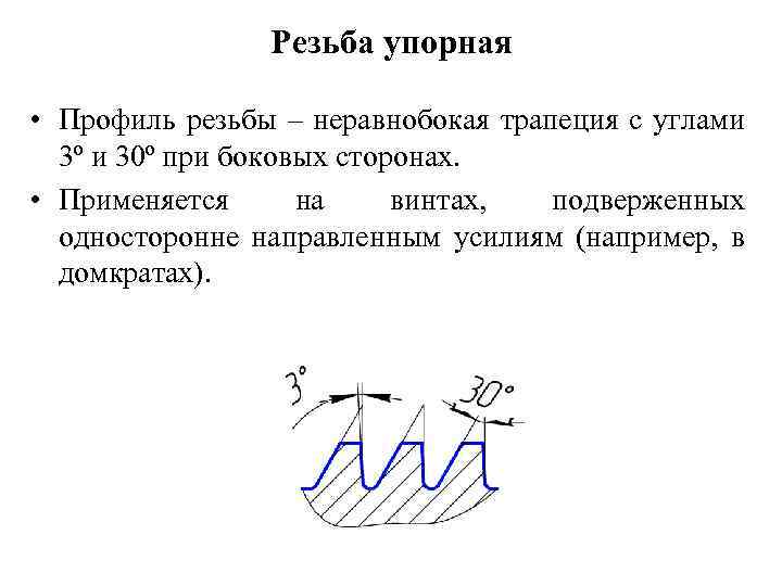 На каком чертеже изображен профиль упорной резьбы