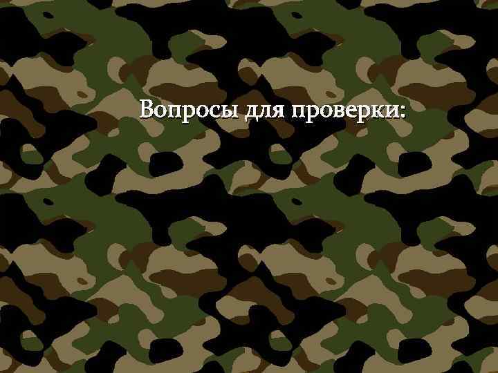 Вопросы для проверки: 