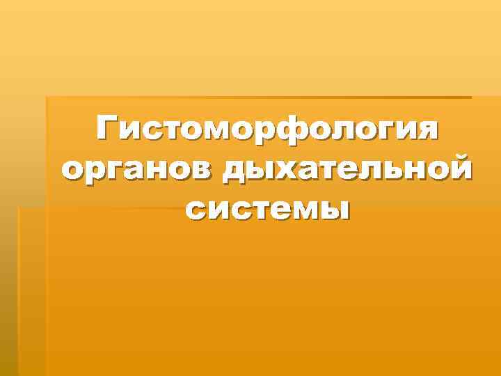Гистоморфология органов дыхательной системы 