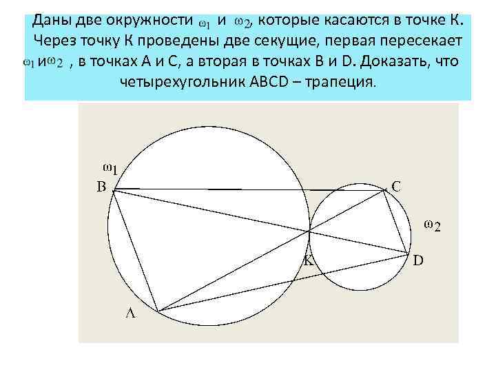 Дано 2 окружности. 2 Секущие через окружность. Де окружнлсти касаюься в наоужнлй тлчке касания. 2 Окружности касаются в 1 точке. Классификация окружностей.