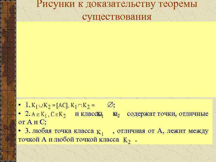 Рисунки к доказательству теоремы существования • 1. ; • 2. и классы и содержат