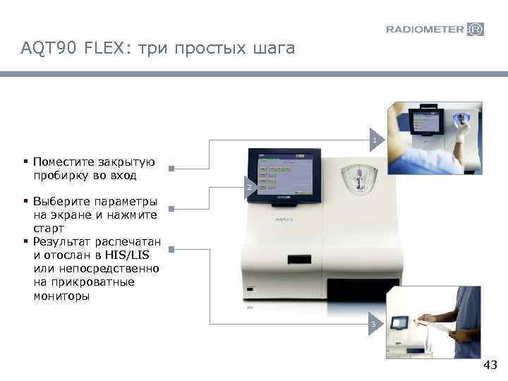 AQT 90 FLEX: три простых шага 1 § Поместите закрытую пробирку во вход 2