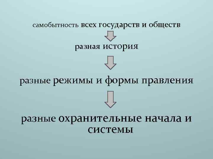 самобытность всех государств и обществ разная история разные режимы и формы правления разные охранительные