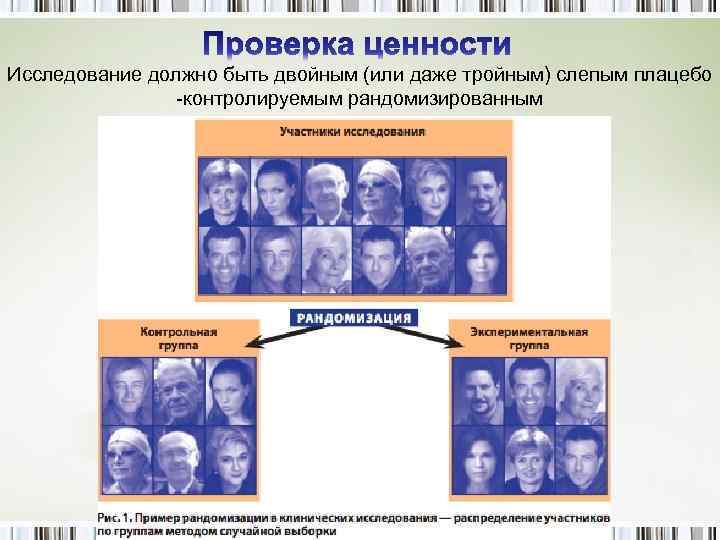 Исследование должно быть двойным (или даже тройным) слепым плацебо -контролируемым рандомизированным 