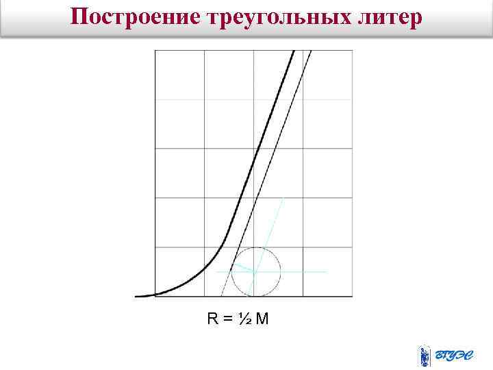 Построение треугольных литер R=½M 