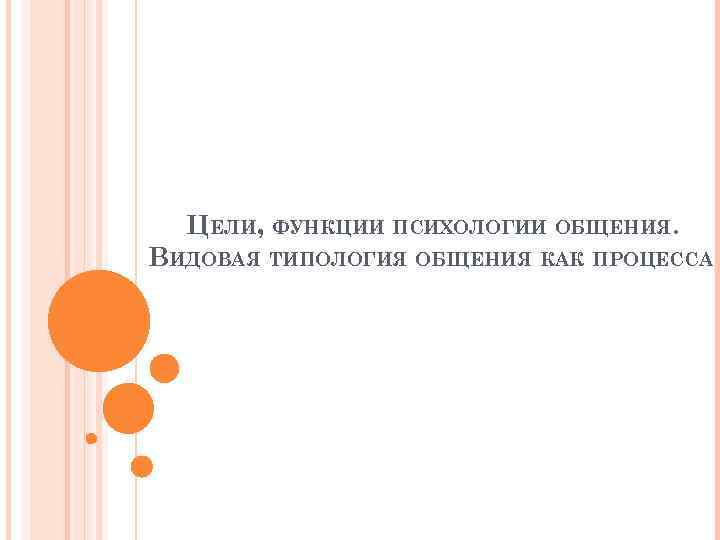 ЦЕЛИ, ФУНКЦИИ ПСИХОЛОГИИ ОБЩЕНИЯ. ВИДОВАЯ ТИПОЛОГИЯ ОБЩЕНИЯ КАК ПРОЦЕССА 