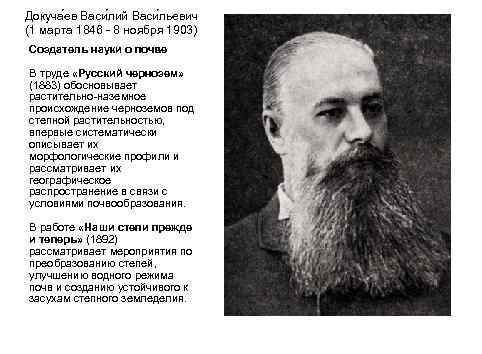 Докуча ев Васи лий Васи льевич (1 марта 1846 - 8 ноября 1903) Создатель