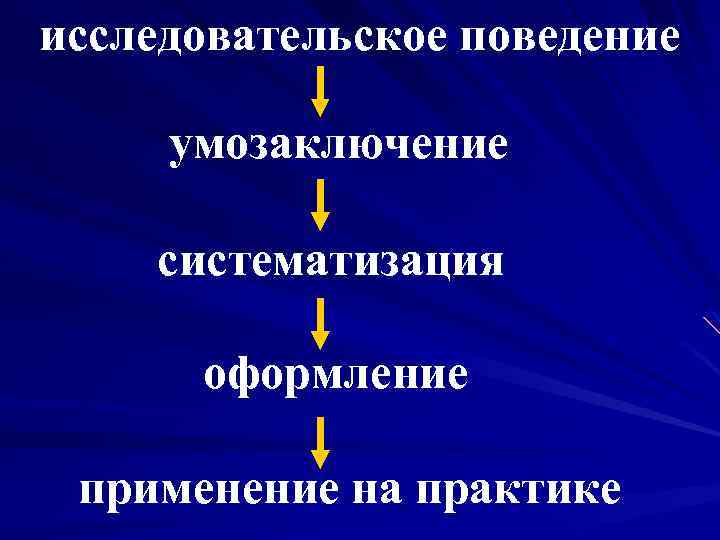 исследовательское поведение умозаключение систематизация оформление применение на практике 