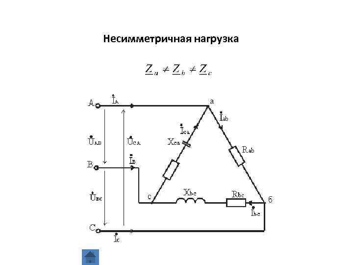 Схема треугольник несимметричная нагрузка