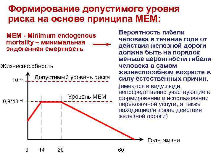 Формирование допустимого уровня риска на основе принципа MEM: MEM - Minimum endogenous mortality –